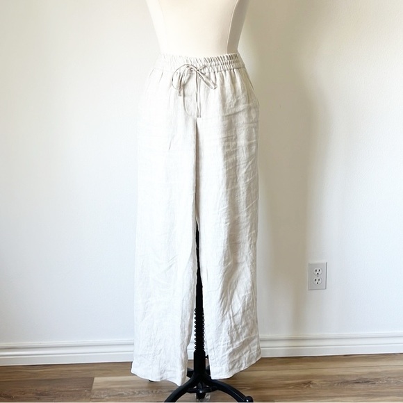 100% Linen Relaxes Beige Talbots Drawstring Pants - Picture 2 of 15